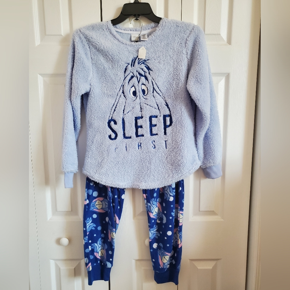 Disney Eeyore Sleep First Fleece Top Pajama Set New